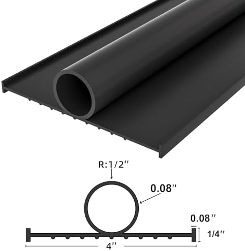 Garage Door Seals Bottom Rubber Weather Stripping Kit Replacement, U+O Ring Weatherproof Threshold Buffering Sealing Rubber, 1/4 Inch T Ends, 4 Inch Width (20 Ft)