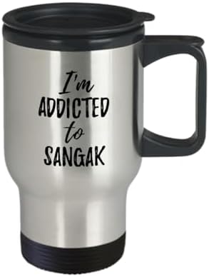 I'm Addicted To Sangak Travel Mug Funny Food Lover Gift Coffee Tea Car Commuter Insulated Lid 14 Oz