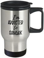 I'm Addicted To Sangak Travel Mug Funny Food Lover Gift Coffee Tea Car Commuter Insulated Lid 14 Oz