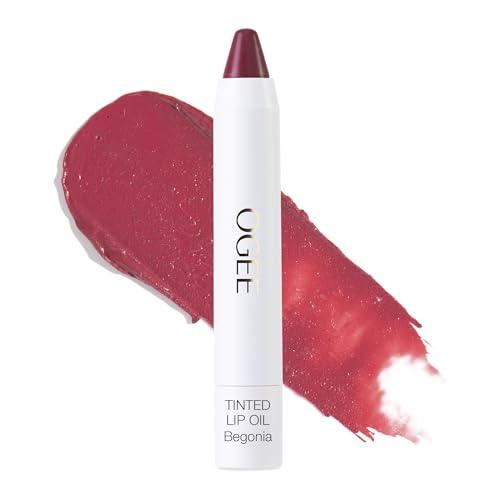 Ogee Tinted Sculpted Lip Oil - Lip Stain Made with 100% Organic Coconut Oil, Jojoba Oil, and Vitamin E - Best as Lip Balm, Lip Color or Lip Treatment - BEGONIA