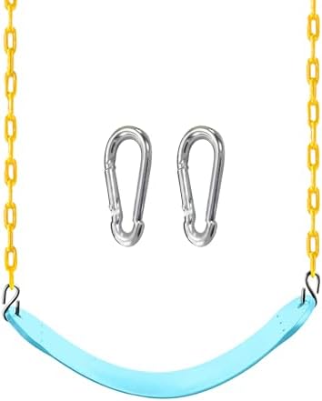 TURFEE Swing for Outdoor Swing Set - Pack of 1 Seat Replacement Kit with Heavy Duty Chains - Backyard Swingset Playground Accessories for Kids (Blue 2)