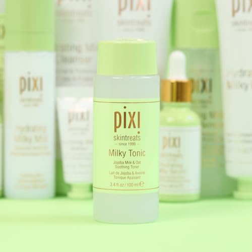 Pixi Milky Tonic, Calming & Hydrating Pads Containing Jojoba Milk, Infused with Oat Extract to Soothe, Alcohol-Free Daily Nourishing Toner, 3.4 fl oz/ 100 mL