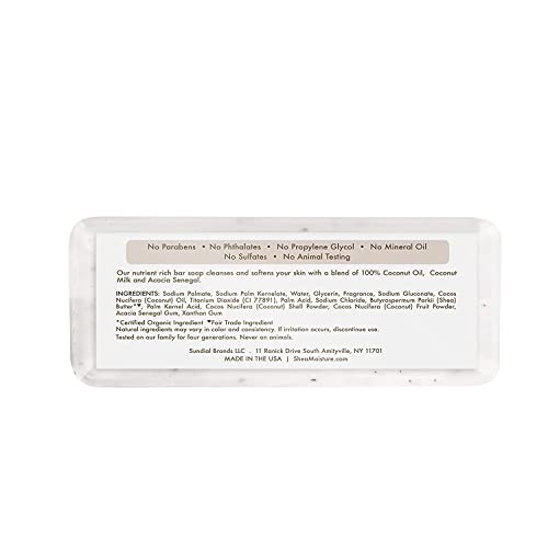 SheaMoisture Shea Butter Body Wash Bar Soap, Cleansing Skin Care to Soften & Restore, 100% Virgin Coconut Oil with Coconut Milk, Shea Butter & Acacia Senegal, 8 Oz Bar - 6 pack