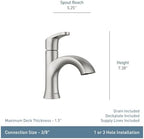 Moen Karis Black Matte One-Handle Single Hole Bathroom Sink Faucet with Optional Deckplate, 84346BL