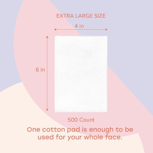 White Rabbit - Naked Cotton Classic - Premium Facial Cotton Pads - for Makeup Remover, Toner, Mask - 100% Cotton, Unbleached, Lint-Free - Extra Soft & Durable - Natural & Cruelty-Free - 500 Count