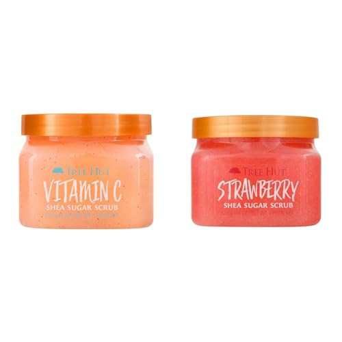 Tree Hut Vitamin C and Strawberry Shea Sugar Body Scrubs, Both 18 oz, Ultra Hydrating and Exfoliating