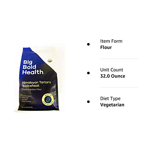Big Bold Health Himalayan Tartary Buckwheat (HTB) Super Nutrition Flour, Gluten-Free Flour Alternative for Baking, All-Purpose Flour, Certified Organic, Non-GMO, and Kosher