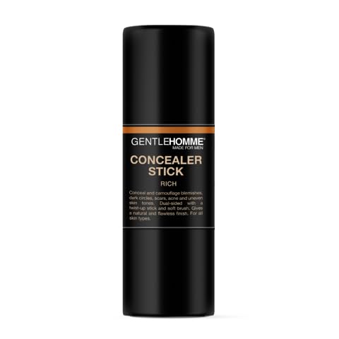 Concealer Stick - Men’s 2-in-1 Concealer & Brush - For Blemishes, Dark Circles, Scars, Acne & Uneven Skin Tones - Natural Finish - All Skin Types - Vegan - Rich - 1 Stick