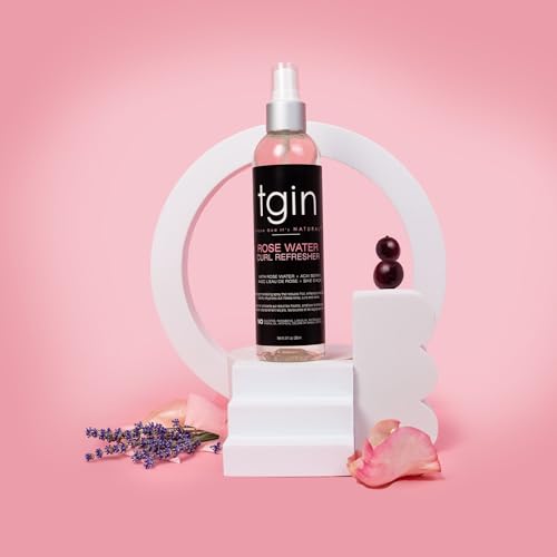 tgin Rose Water Curl Refresher for Curly, Coily, and Wavy Hair, with Acai Berries, Moisturizes and Soothes Dry Hair and Scalp, Braids, Protective Styles, and Locs, 8 fl oz