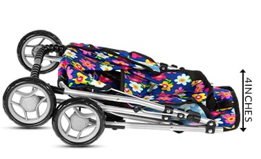 fash n kolor® - Doll Stroller My First Baby Doll Strollers Toy - Flower Design with Basket in The Bottom - Dolls to Play Baby Doll Stroller for Girls, Toddler Play Toy Doll Buggy Carriage Foldable