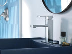 Moen Revyl Chrome One-Handle Single Hole Modern Bathroom Sink Faucet with Optional Deckplate and Spring Loaded Drain Assembly, 84771