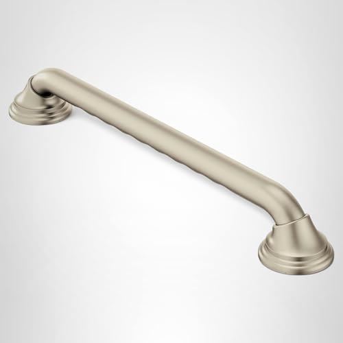 Moen Home Care Bathroom Safety 16 Inch Designer Stainless Steel Handicap Grab Bar for Bathtub and Shower, Concealed Screws, Brushed Nickel, LR8716D3BN