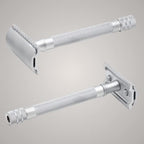 MERKUR Safety Razor 22C Matte Chrome Satin Finish Three-Piece Razor with Straight Cut Closed Comb Ideal for Wet Shaving Die-Cast Zinc Brass Handle Made in Germany