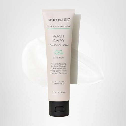 MDSolarSciences Wash Away One Step Cleanser | Gentle Foaming Oil Cleanser with Salicylic Acid, Apple & Pineapple Extracts | Hydrating, Exfoliating & Purifying | Clean| 1.7 oz
