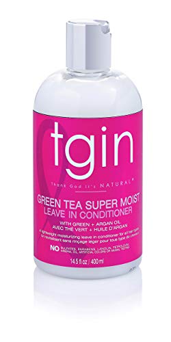 tgin Green Tea Super Moist Leave in Conditioner for Curly, Coily and Wavy Hair, with Argan Oil, Shea Butter and Green Tea, Moisturizes and Nourishes Dry Hair, 13 oz