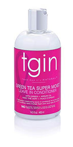 tgin Green Tea Super Moist Leave in Conditioner for Curly, Coily and Wavy Hair, with Argan Oil, Shea Butter and Green Tea, Moisturizes and Nourishes Dry Hair, 13 oz
