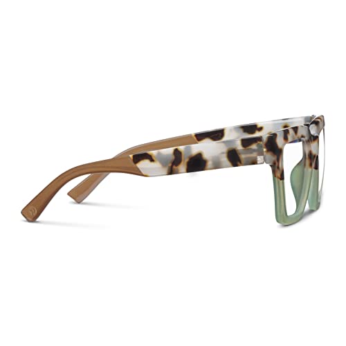Peepers by PeeperSpecs Oprah's Favorite Women's Take a Bow Square Blue Light Blocking Reading Glasses - Chai Tortoise/Green +2.00