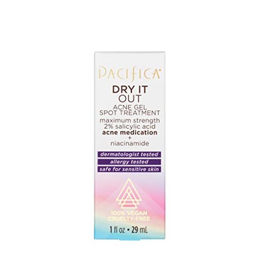 Pacifica Acne Spot Treatment Gel - Dry It Out Pimple Cream - Face Acne Cream -w/ 2% Salicylic Acid BHA & Niacinamide for Teens & Adults Vegan Clean Beauty Dermatologist Tested