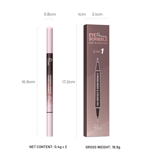 2 Pack Curved Eyebrow Pen, 2 in 1 Dual Ended Microblading Eyebrow Pencils for Women, Waterproof and Last All Day 4 Tip Brow Pencil with Precise Tip for Natural and Hair Like Brows (Natural Black)