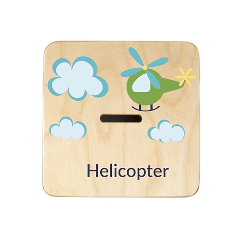 Wooden Piggy Bank for Kids and Adults, Personalized Gift Handmade in USA by BloomOwl, Custom Piggy Bank, Personalized Banks for Kids, Gifts for Baby Boys and Girls (Transportation)