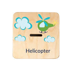 Wooden Piggy Bank for Kids and Adults, Personalized Gift Handmade in USA by BloomOwl, Custom Piggy Bank, Personalized Banks for Kids, Gifts for Baby Boys and Girls (Transportation)