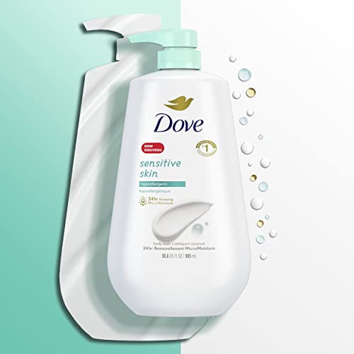 Dove, Body Wash for Softer and Smoother Effectively Washes Away Bacteria While Nourishing Your, Sensitive Skin, 34 Fl Oz (Pack of 3)