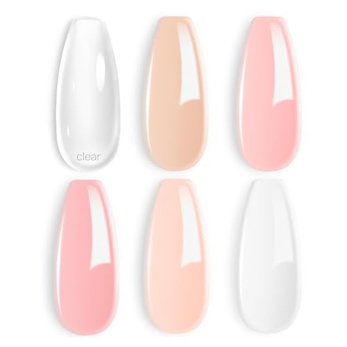beetles Builder Gel 6 Colors 7 in 1 Strengthener Gel Clear Nude Pink Milky White Hard Gel Nail Extension Gel Rhinestone Gel Nail Glue Art Base Gel Needed
