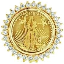 1.00 Ct Round Cut Lab Created Diamond Prong Setting Woman's Liberty Coin Ring, 14K Yellow Gold Finish (10)