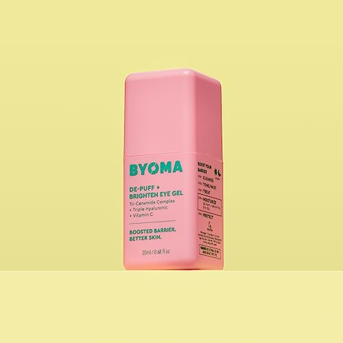 BYOMA De-Puff + Brighten Eye Gel - Lightweight Gel Eye Cream for Dark Circles, Puffiness & Wrinkles - Under Eye Cream With Hyaluronic Acid & Vitamin C - Barrier Repair Skincare - 0.68 fl. oz