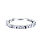 Drizzle Jewels 1Ct Round & Baguette Lab Created Diamond Tension Half Eternity Wedding Band Ring, 14K White Gold Finish (White, 9.25)