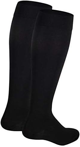 NuVein Medical Compression Stockings, 20-30 mmHg Support for Women & Men, Knee Length, Closed Toe, Black, Large