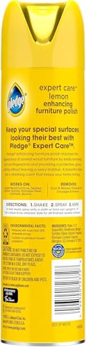 Pledge Enhancing Polish Spray, Wood Furniture & Stainless Steel Polish, Remove Dust and Fingerprints, Fast Shine and Protect, Prevent Scratches & Knicks - Lemon Scent, 9.7oz, Pack of 6