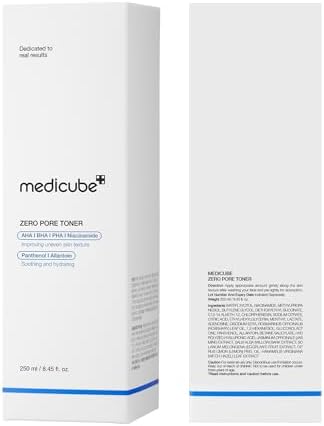 medicube Zero Pore Toner I Exfoliating & Hydrating Blue Bottle Water Toner with AHA, BHA, PHA, Niacinamide, and Panthenol | Korean Skin Care for Pores, Texture, and Moisture Care (8.45 fl. oz.)