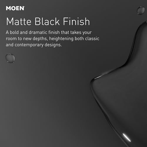 Moen Revyl Matte Black One-Handle Single Hole Modern Bathroom Sink Faucet with Optional Deckplate and Spring Loaded Drain Assembly, 84771BL