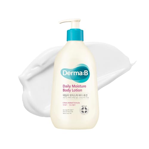 DERMA B | Daily Moisture Body Lotion | Body Cream for Dry Skin | Long-Lasting Body Moisturizer for Sensitive Skin | Woody & Powdery Scented | Skincare with Panthenol, Shea Butter | 13.5 fl oz (400ml)
