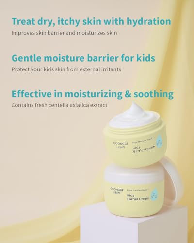 Kids' Barrier Cream - Korean Kids Daily Intensive Moisturizing Cream for Face and Body - Improves Skin Barrier & Soothing Rough Skin with Cica and Panthenol - Allergen Free Scent, 6.09 oz.