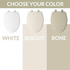 CHURCH Toilet Seat, Easy Clean Hinges Release for Deep Cleans, Durable Enameled Wood Seat, Elongated, White