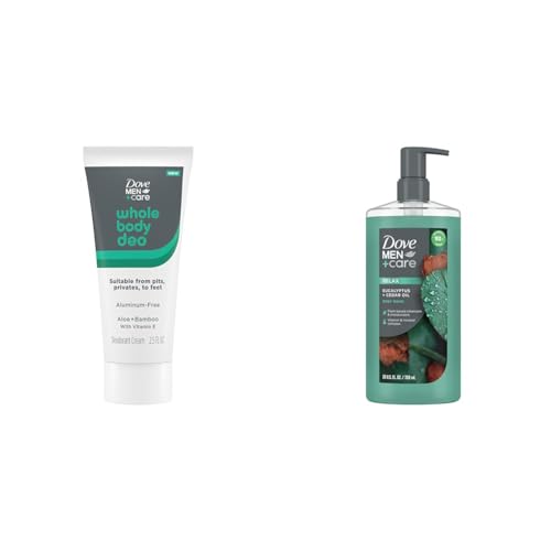 Dove Men+Care Whole Body Deodorant Cream with Body Wash Eucalyptus Cedar Oil Plant Powered 2 Items