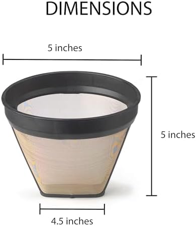 Fino Pour-Over Reusable Coffee Brewing Cone with Gold-Toned Mesh Permanent Coffee Filter, Number 4-Size, Red
