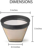 Fino Pour-Over Reusable Coffee Brewing Cone with Gold-Toned Mesh Permanent Coffee Filter, Number 4-Size, Red