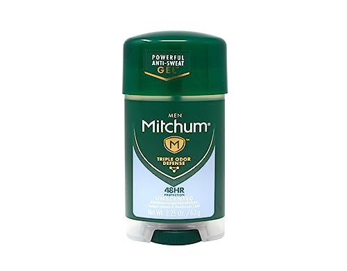 Mitchum Clear Gel Anti-Perspirant & Deodorant, Unscented for Men, 2.25 Oz (3 Pack)