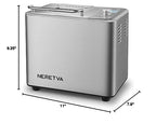 Neretva Bread Maker, 20-IN-1 2LB Bread Machine Dual Heater Bread Maker Machine Automatic with Nonstick Ceramic Pan, 15H Timer & 1H Keep Warm Set, Low Noise, Stainless Steel Breadmaker Recipe-Silver