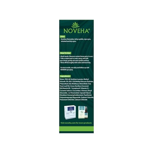 NOVEHA Demodex Eyelid Cleanser Foam | Extra Strength Tea Tree Oil Formula | Daily Face Wash For Eyelash, Demodex, MGD, Stye Eyes, Eye Irritations & Skin Dryness, 3.38 fl. oz. (100ml) - (Pack of 2)