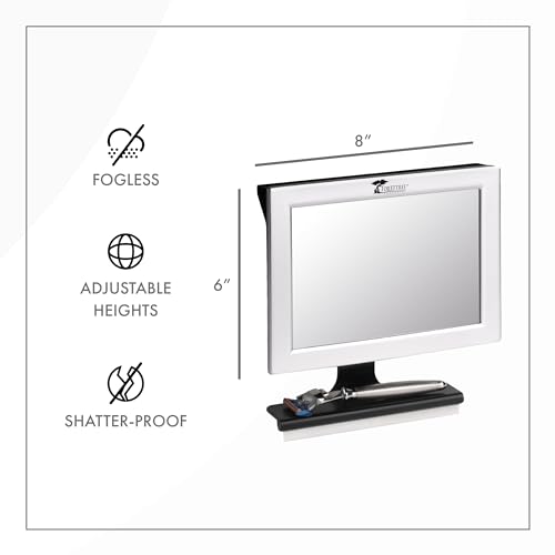 ToiletTree Products Fogless Shower Mirror with Squeegee - Anti-Fog Mirror - Adjustable Shaving Mirror with a Squeegee - Rust-Proof, Impact-Resistance Bathroom Shower Mirror