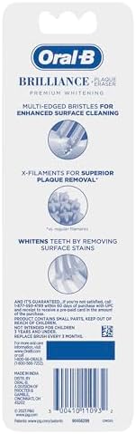 Oral-B Brilliance Premium Whitening Toothbrush with Plaque Eraser, Medium, Sky Blue and Gray, 2 Count