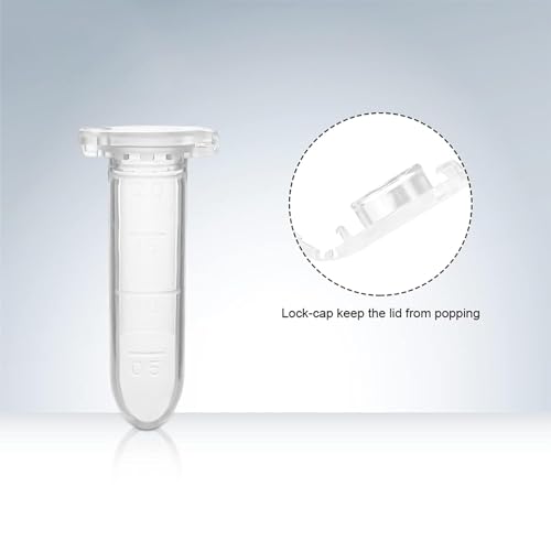 2ml Microcentrifuge Tubes 1000PCS,Centrifuge Tubes with Attached Lid,Clear Round Micro Centrifuge Small Sample Bottle Vials Container for Lab,Plastic Lab Snap Tubes,[2ml, 2 Bag Packs,1000PCS]