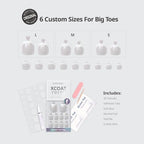 BTArtbox Press On Toenails - Lamp-Curable Real Square French Tip Toe Nail Press Ons with Glue for Women, Semi-Transparent Fake Toe Nail Tips in 15 Sizes - 30 Toenails Kit, Alabaster