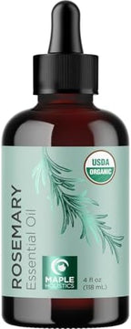 Certified Organic Rosemary Oil for Hair - Extra Large 100% Pure USDA Organic Rosemary Essential Oil for Hair Skin and Nails - Organic Hair Oil for Dry Scalp Treatment and Enhanced Volume and Shine