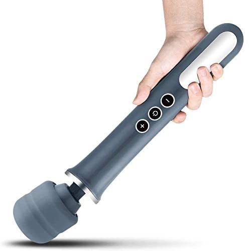 Cordless Personal Wand Electric Massager with 10 Powerful Magic Vibrations, MANFLY Rechargeable Handheld Back Massager Wand Massage (Gray)