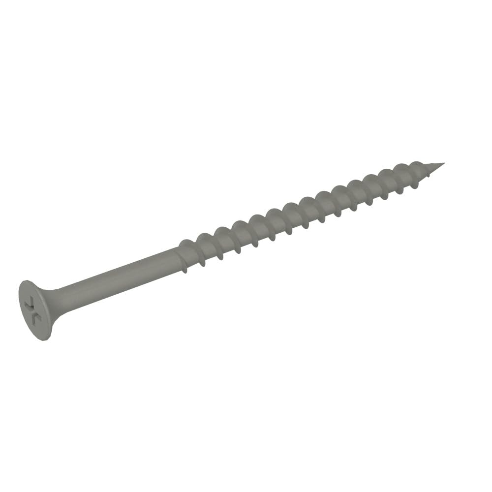 Grip-Rite Exterior Screws - Safe for Use in Treated Lumber - #2 Phillips Bugle Head - Coarse Thread Deck Screws - PrimeGuard Coating - 1lb Box - #9 x 3 - Gray - PTN3S1